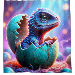 Blue Baby Dragon Duschvorhang