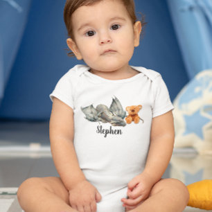 Blue Baby Dragon mit Teddy Bear Baby Strampler