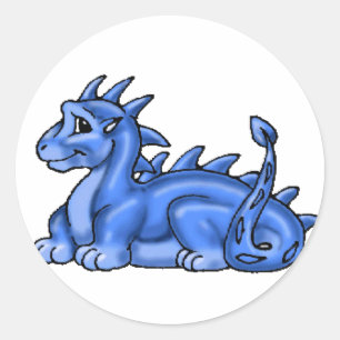 Blue Baby Dragon Runder Aufkleber