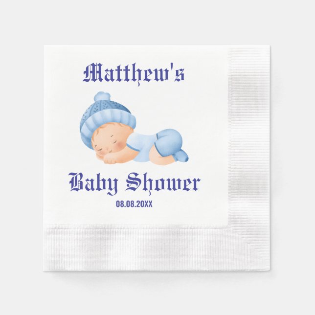 Blue Baby Dusche, Baby Boy Dusche Serviette (Vorderseite)