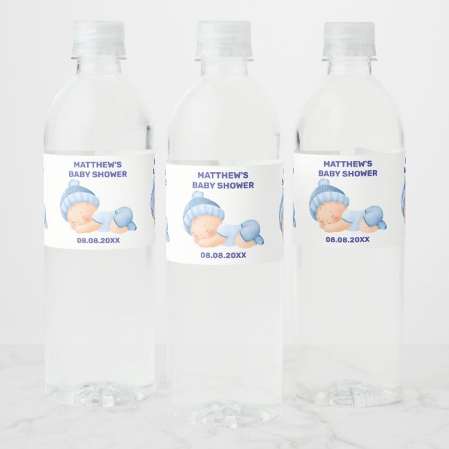 Blue Baby Dusche, Baby Boy Dusche Wasserflaschenetikett (Flaschen)