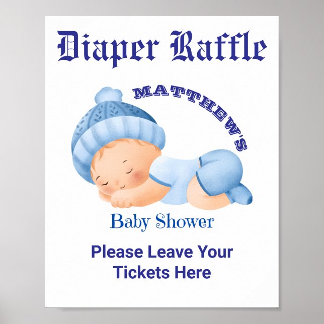 Blue Baby Dusche, Baby Boy Shower Party Game Poster (Vorne)