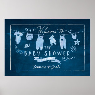 Blue Baby Dusche Begrüßungsschild Poster
