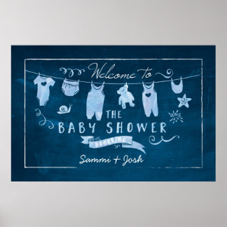 Blue Baby Dusche Begrüßungsschild Poster