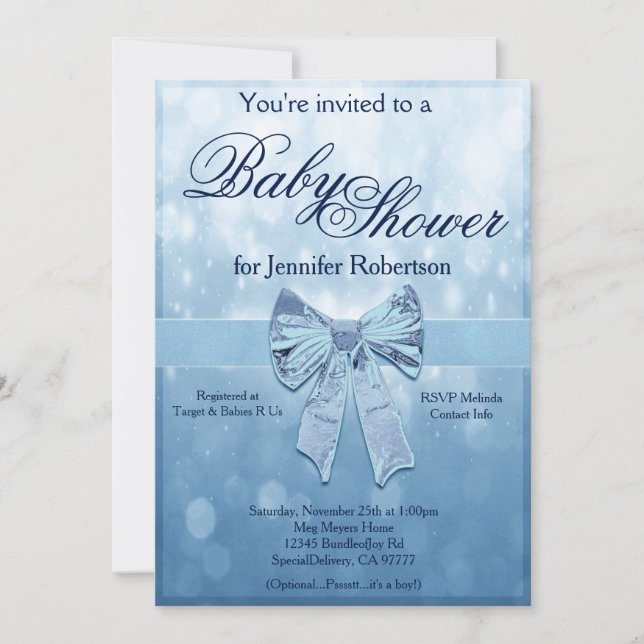 Blue Baby Dusche Einladung (Vorderseite)