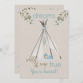 Blue Baby Dusche für Boys Boho DreamCatcher Tipi Einladung