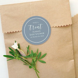 Blue Baby Dusche Minimalistische Kalligraphieschri Runder Aufkleber