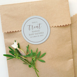 Blue Baby Dusche Minimalistische Kalligraphieschri Runder Aufkleber