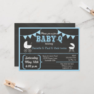 Blue Baby-Dusche mit Blue-Q-Chalkboard Einladung