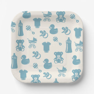 Blue Baby Dusche Pappteller