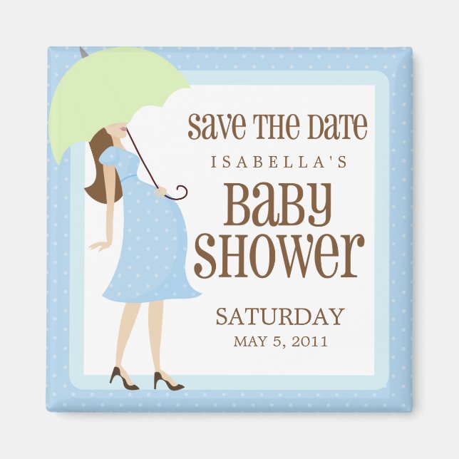 Blue Baby Dusche Save the Date Magnet (Vorne)