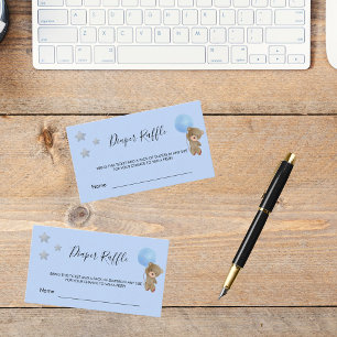 Blue Baby Dusche Teddy Junge Preisgeld verlosen Begleitkarte