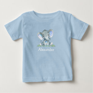 Blue Baby Elephant auf grünem Blau T-shirt