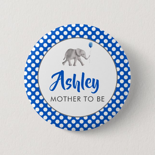 Blue Baby Elephant Baby Showname Button (Vorderseite)