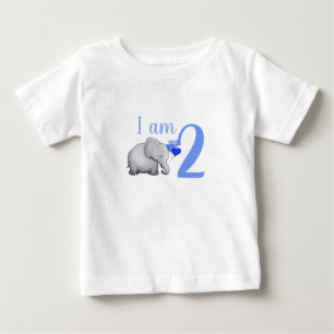 Blue Baby Elephant Custom Age Kleinkind 2. Geburts T-shirt