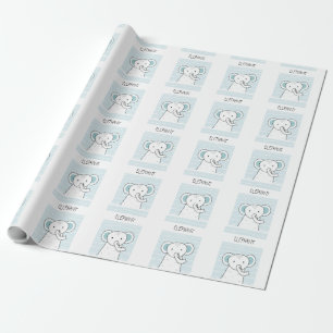 Blue Baby Elephant Geschenkpapier