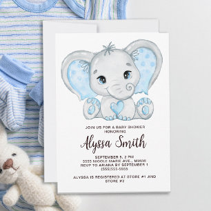 Blue Baby Elephant Little Boy Baby Dusche Einladung