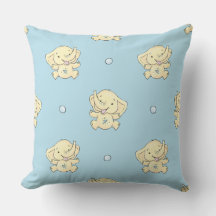Blue Baby Elephant Nursery Throw Pillow