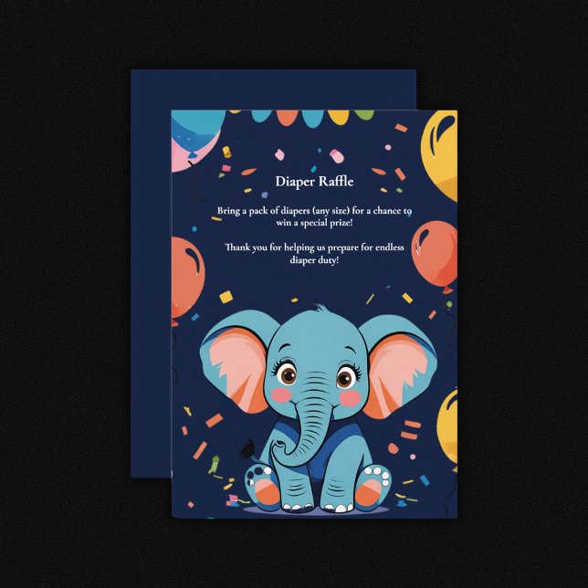 Blue Baby Elephant Party Baby Dusche Begleitkarte (Von Creator hochgeladen)