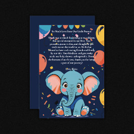 Blue Baby Elephant Party Baby Dusche Dankeskarte
