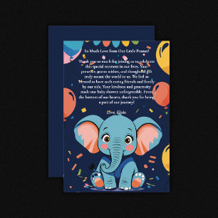 Blue Baby Elephant Party Baby Dusche Dankeskarte