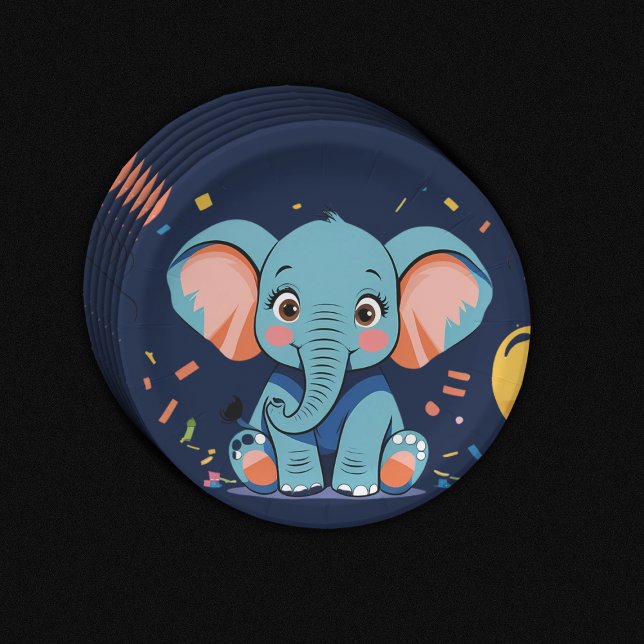 Blue Baby Elephant Party Baby Dusche Pappteller (Von Creator hochgeladen)
