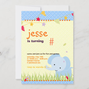 Blue Baby Elephant Personalisiertes Party Einladung