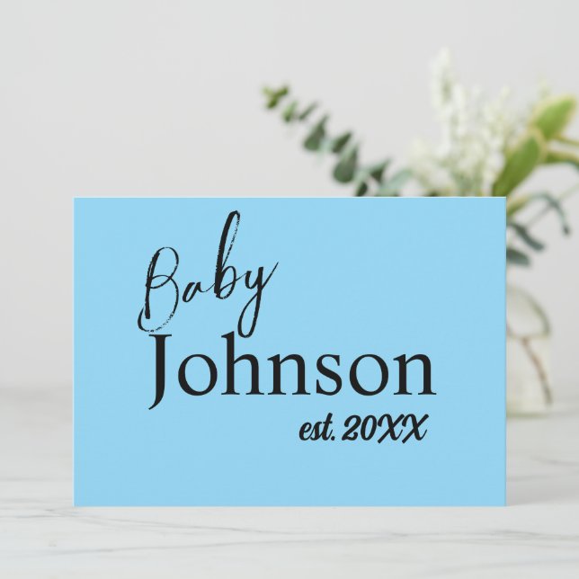 Blue Baby Est. Jahresankündigung der Großeltern Ankündigung (Stehend Vorderseite)