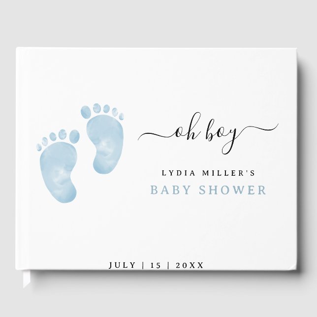 Blue Baby Feet Baby Dusche Begrüßung Baby Baby Boy Gästebuch (Vorderseite)