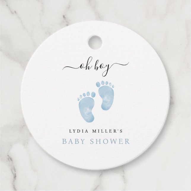 Blue Baby Feet Baby Dusche Begrüßung Baby Baby Boy Geschenkanhänger (Vorderseite)