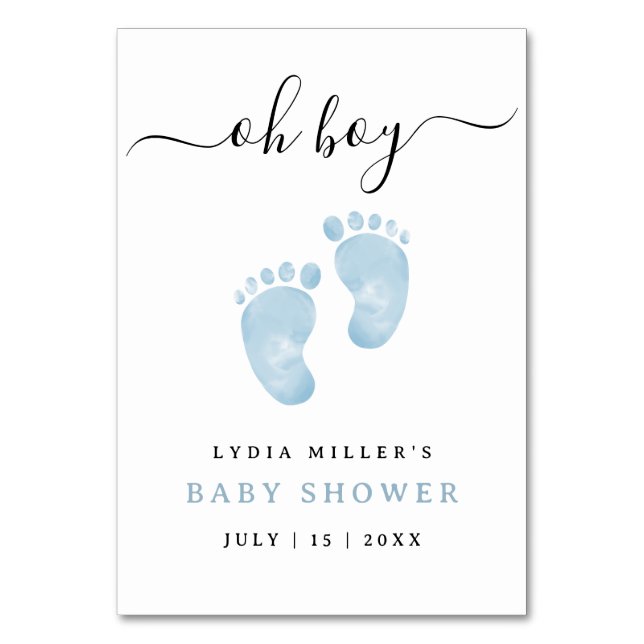 Blue Baby Feet Baby Dusche Begrüßung Baby Baby Boy Tischnummer (Vorderseite)
