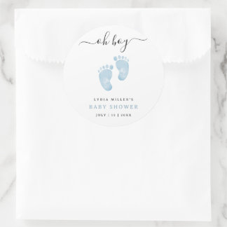 Blue Baby Feet Baby Dusche Begrüßungs Baby Boy Runder Aufkleber
