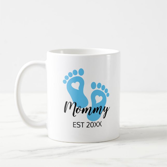 Blue Baby Feet Junge Mutter Baby Boy Kaffeetasse (Links)