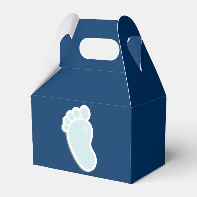 Blue Baby Footprint Baby Dusche Geschenkschachtel (Vorderseite)