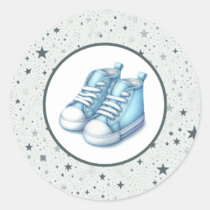 Blue Baby High Tops Baby Dusche Runder Aufkleber