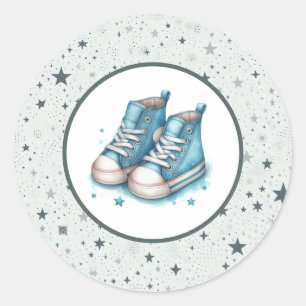 Blue Baby High Tops Baby Dusche Runder Aufkleber