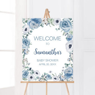 Blue Baby in Bloom Baby Dusche Willkommen Poster