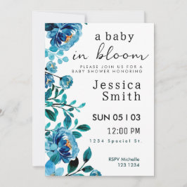 Blue Baby in Bloom Baby Shower Einladung