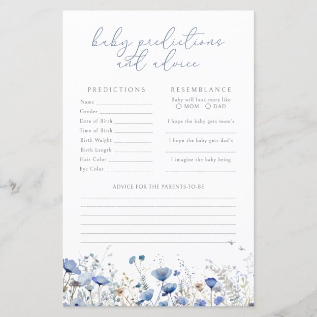 Blue Baby in Bloom Baby Vorhersagen/Advice Game (Vorderseite)