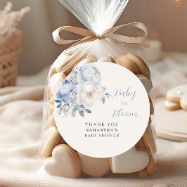 Blue Baby in Bloom Floral Boy Babydusche Runder Aufkleber