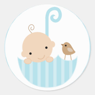 Blue Baby in Umbrella Runder Aufkleber
