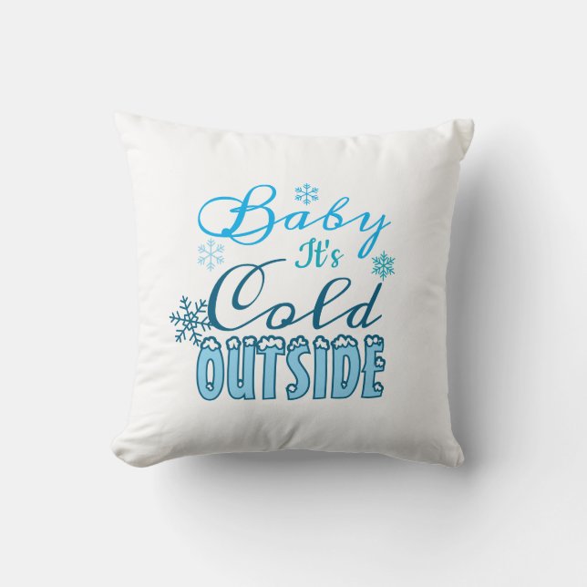 Blue Baby It's Cold Outside Winter Snowflak Kissen (Vorderseite)