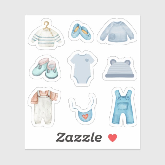 Blue Baby Kleidung Stickers Aufkleber (Blatt)