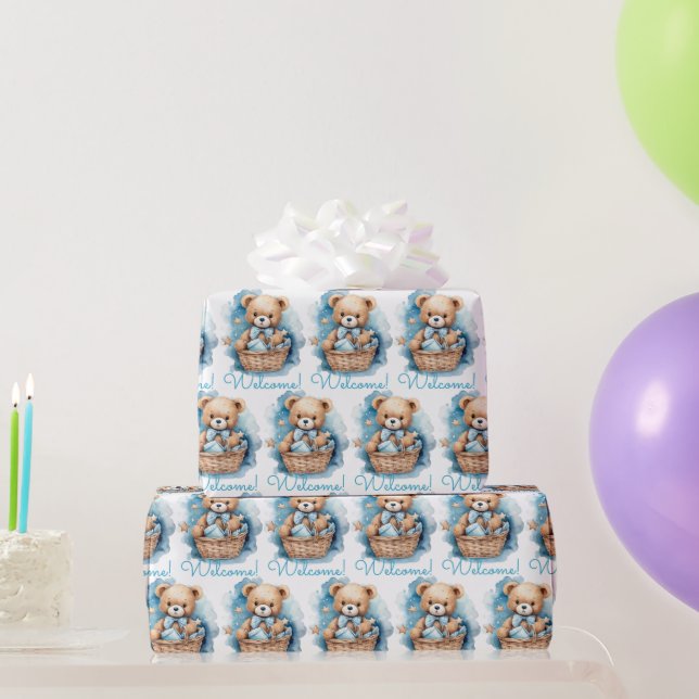 Blue Baby Kleinkind Teddy Bear Geschenkpapier (Partygeschenke)