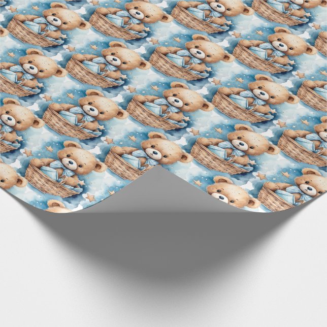 Blue Baby Kleinkind Teddy Bear Geschenkpapier (Ecke)