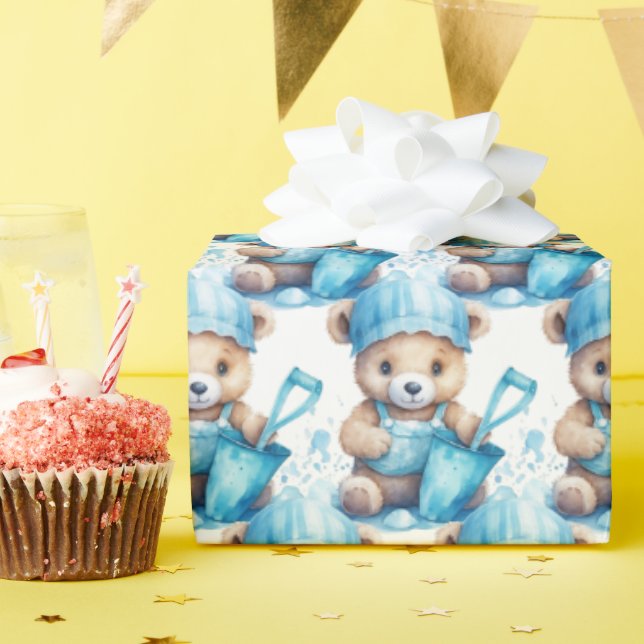 Blue Baby Kleinkind Teddy Bear Geschenkpapier (Geburtstagsparty)