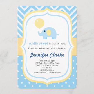 Blue Baby Little Elephant Baby Dusche Einladung