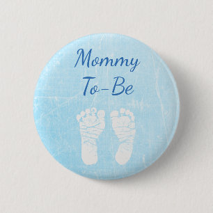 Blue Baby Mommy zum Baby Shower Button