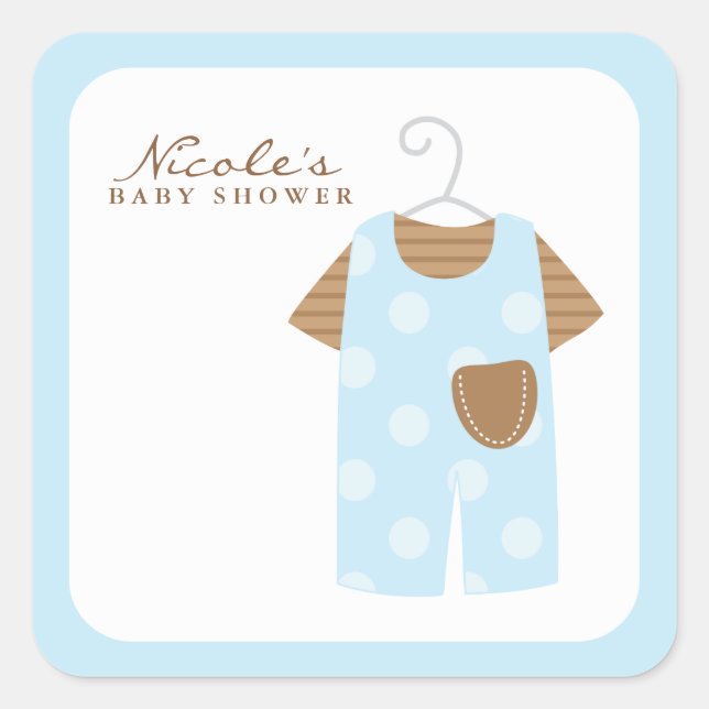 Blue Baby Outfit Quadratischer Aufkleber (Vorderseite)