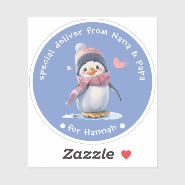 Blue Baby Penguin Weihnachten für Kinder Geschenke Aufkleber (Blatt)